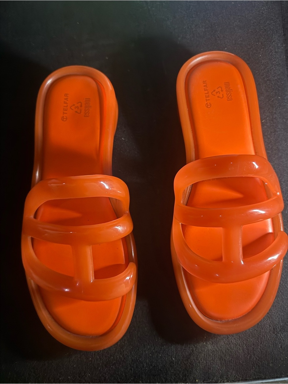 Telfar Orange Double-Strap Jelly Slide Sandals
Slightly worn